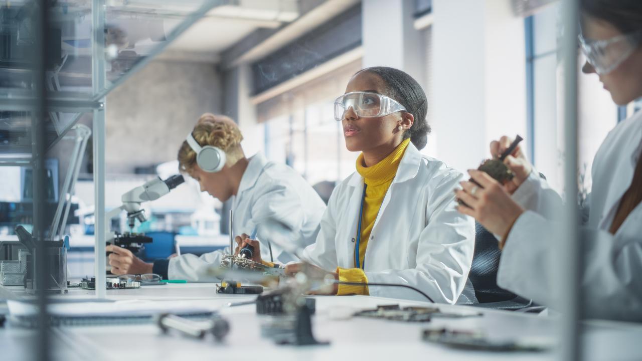 Students working in a lab