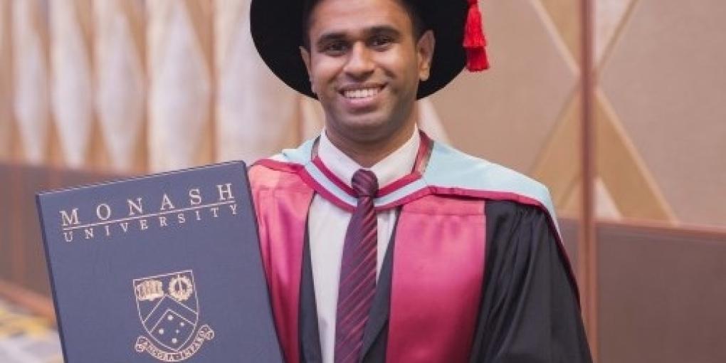 Arvind Rajan recieving his doctorate in Philosphy